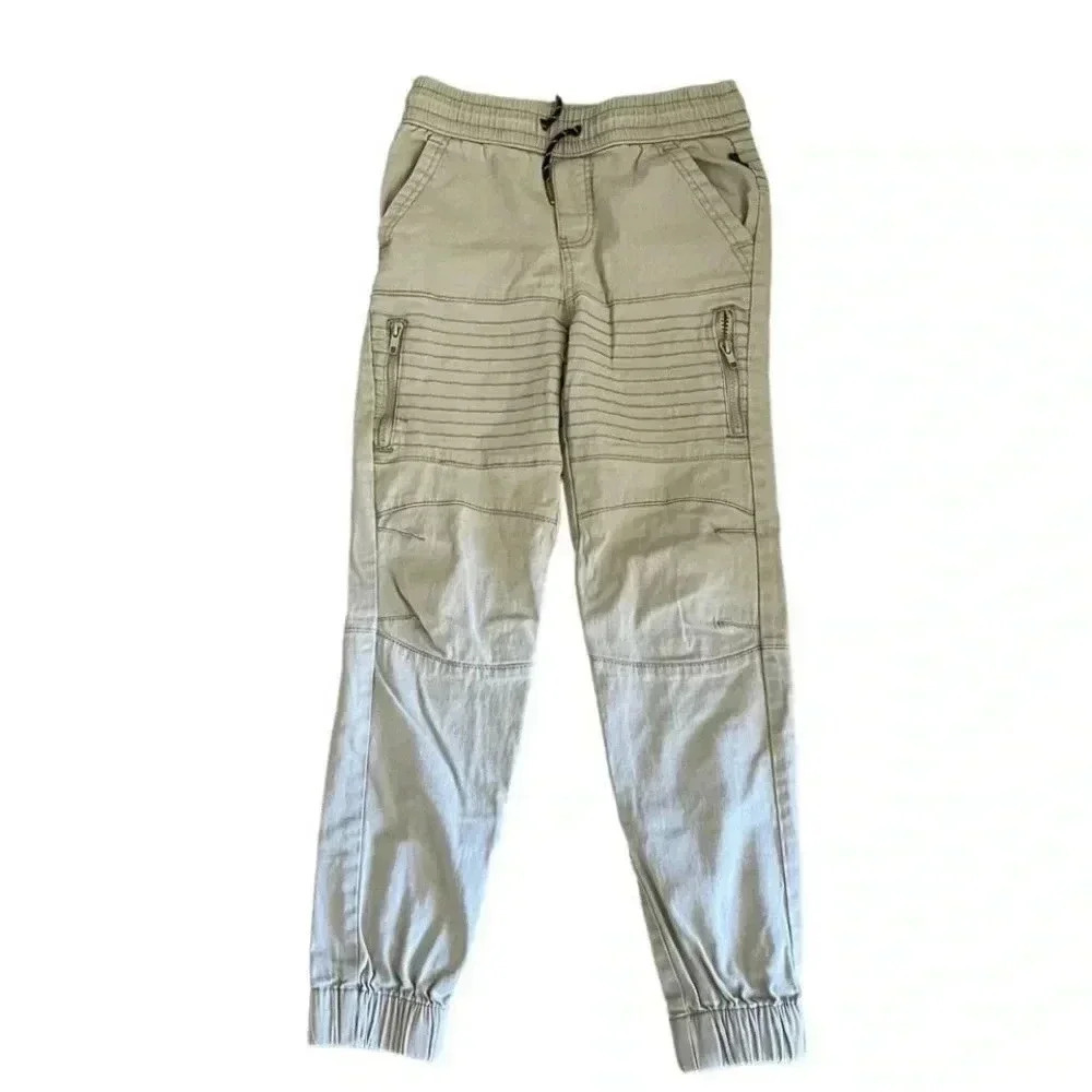 Ring of Fire Tan Zipper Pull On Elastic Waist Pants SZ 12 # 1356
